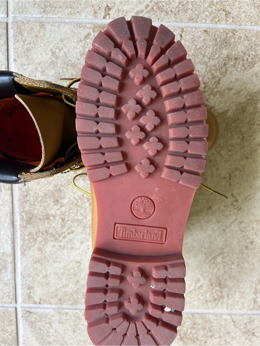 Timberland Wheat Tan Work Boots with Black Collar - Picture 9 of 9